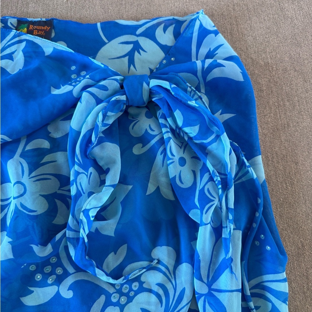 Vintage Roundy Bay Blue Floral Sarong Skirt - Picture 3 of 6